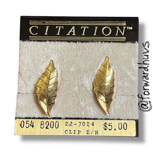 Bundle Sale 3 for $15 |Citation Gold Tone Clip-On Leaf Earrings - Picture 3 of 6